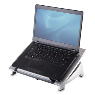 Office Suites Laptop Riser, 15.13" x 11.38" x 4.5" to 6.5", Black/Silver, Supports 10 lbs - 