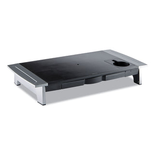 Office Suites Premium Monitor Riser, 27" x 14" x 4" to 6.5", Black/Silver - 1