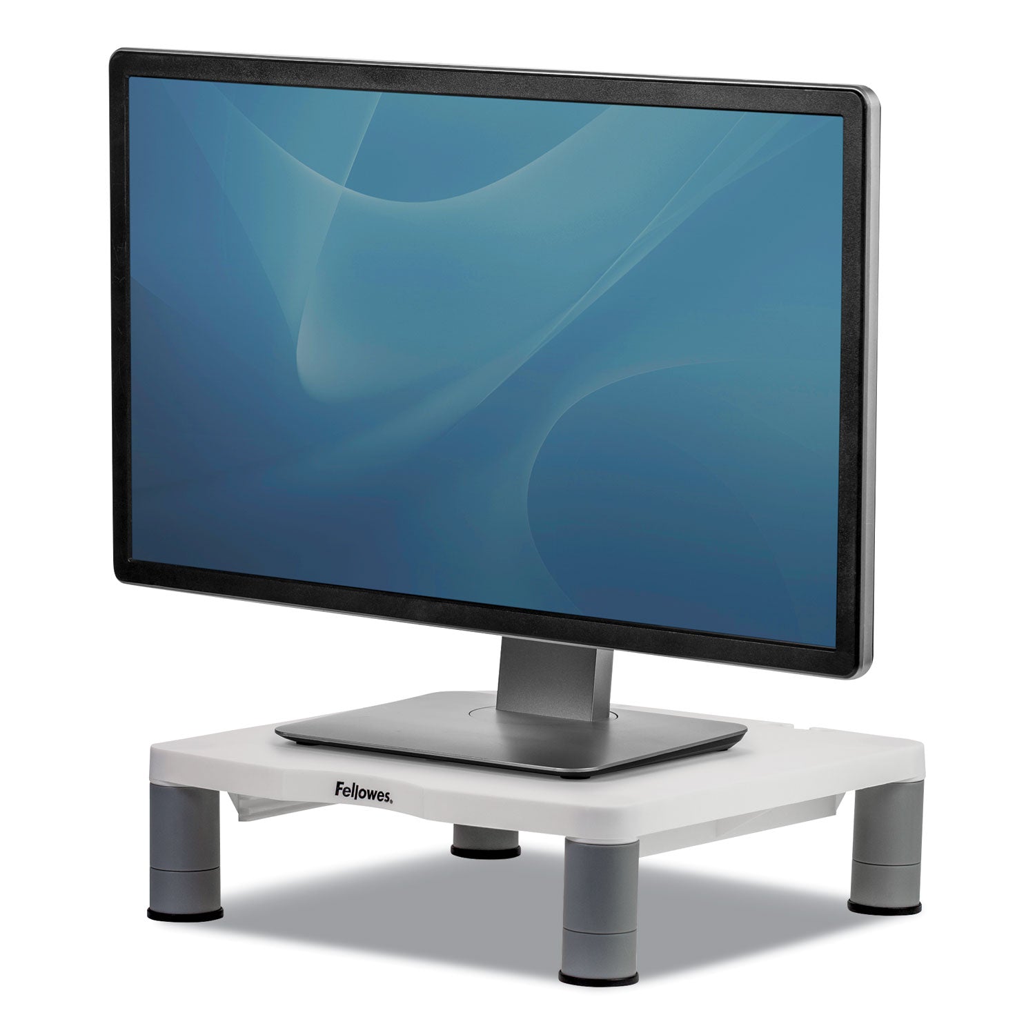 Standard Monitor Riser, For 21" Monitors, 13.38" x 13.63" x 2" to 4", Platinum/Graphite, Supports 60 lbs - 