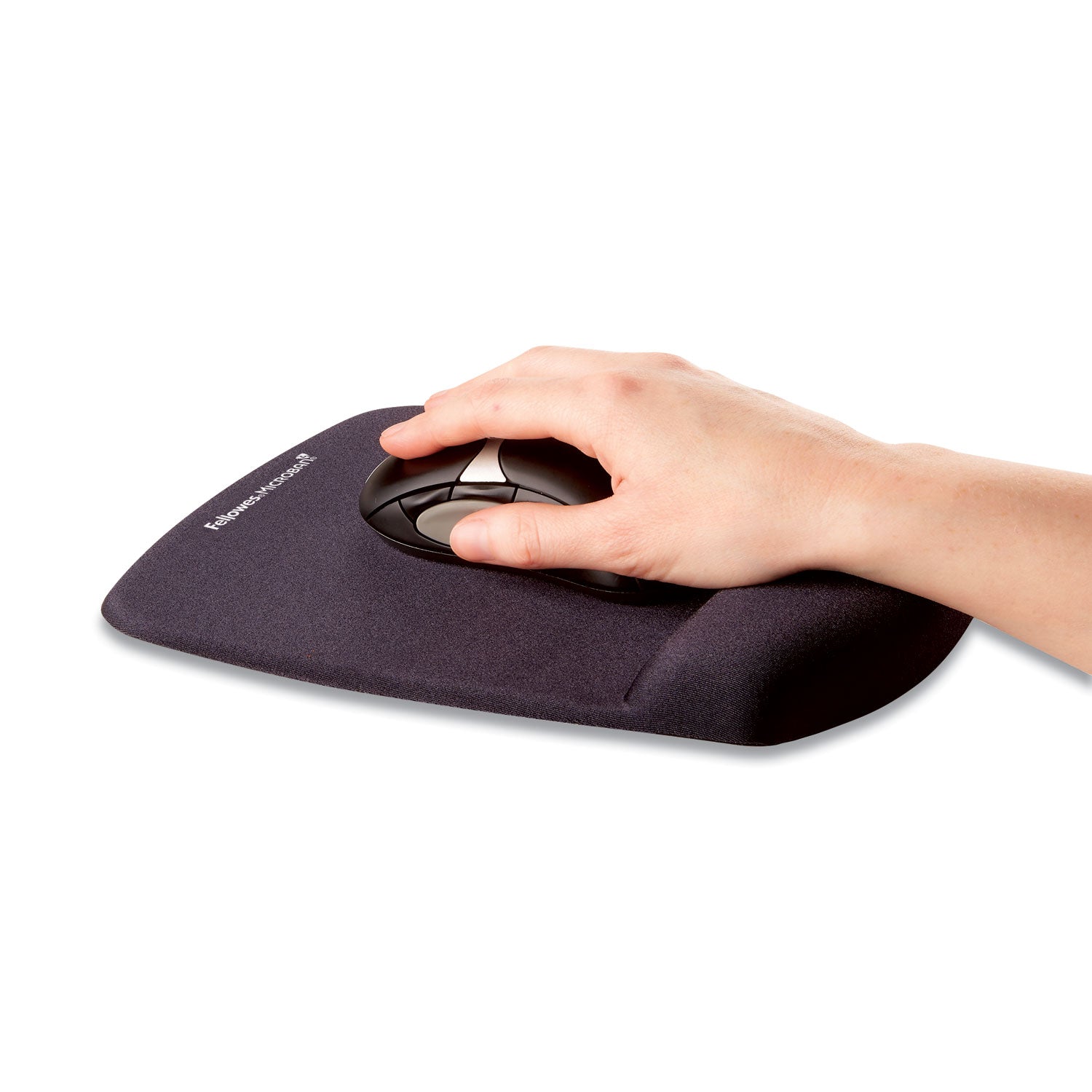 PlushTouch Mouse Pad with Wrist Rest, 7.25 x 9.37, Black - 