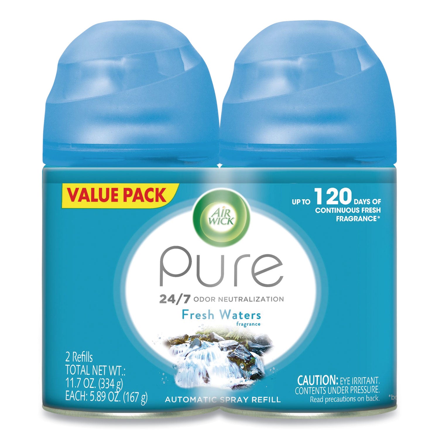 Freshmatic Ultra Spray Refill, Fresh Waters, 5.89 oz Aerosol Spray, 2/Pack 3 Packs/Carton - 2