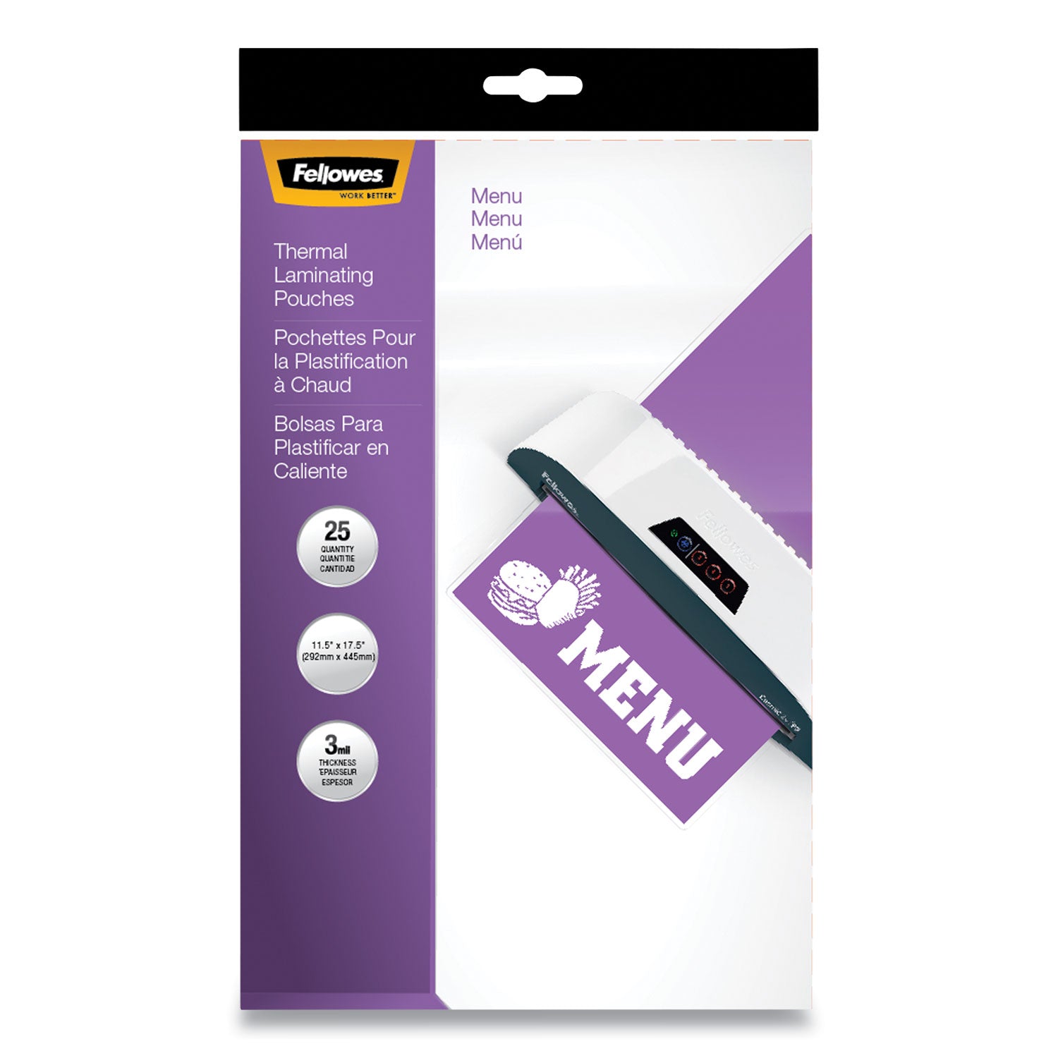 Laminating Pouches, 3 mil, 12" x 18", Gloss Clear, 25/Pack - 