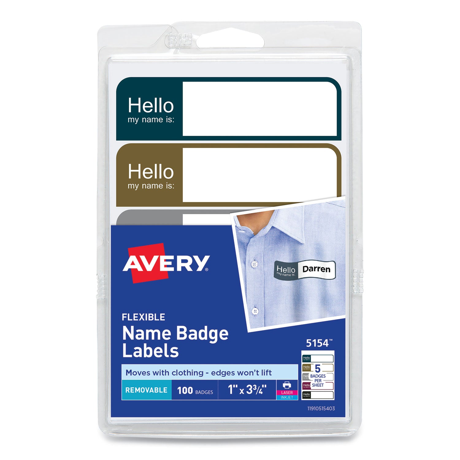 flexible-self-adhesive-mini-name-badge-labels-1-x-375-hello-assorted-100-pack_ave5154 - 1