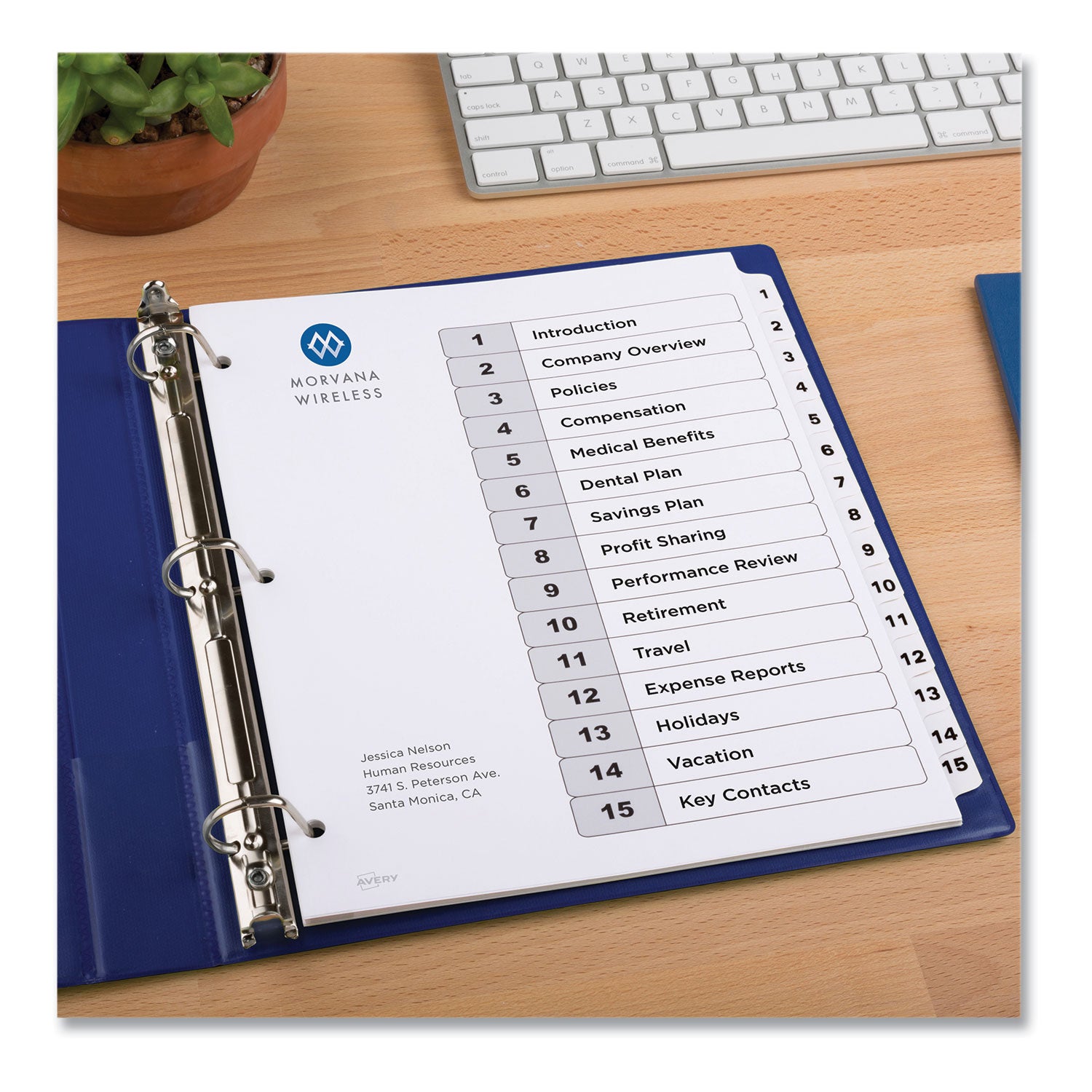 Customizable Table of Contents Ready Index Black and White Dividers, 15-Tab, 1 to 15, 11 x 8.5, White, 6 Sets - 2