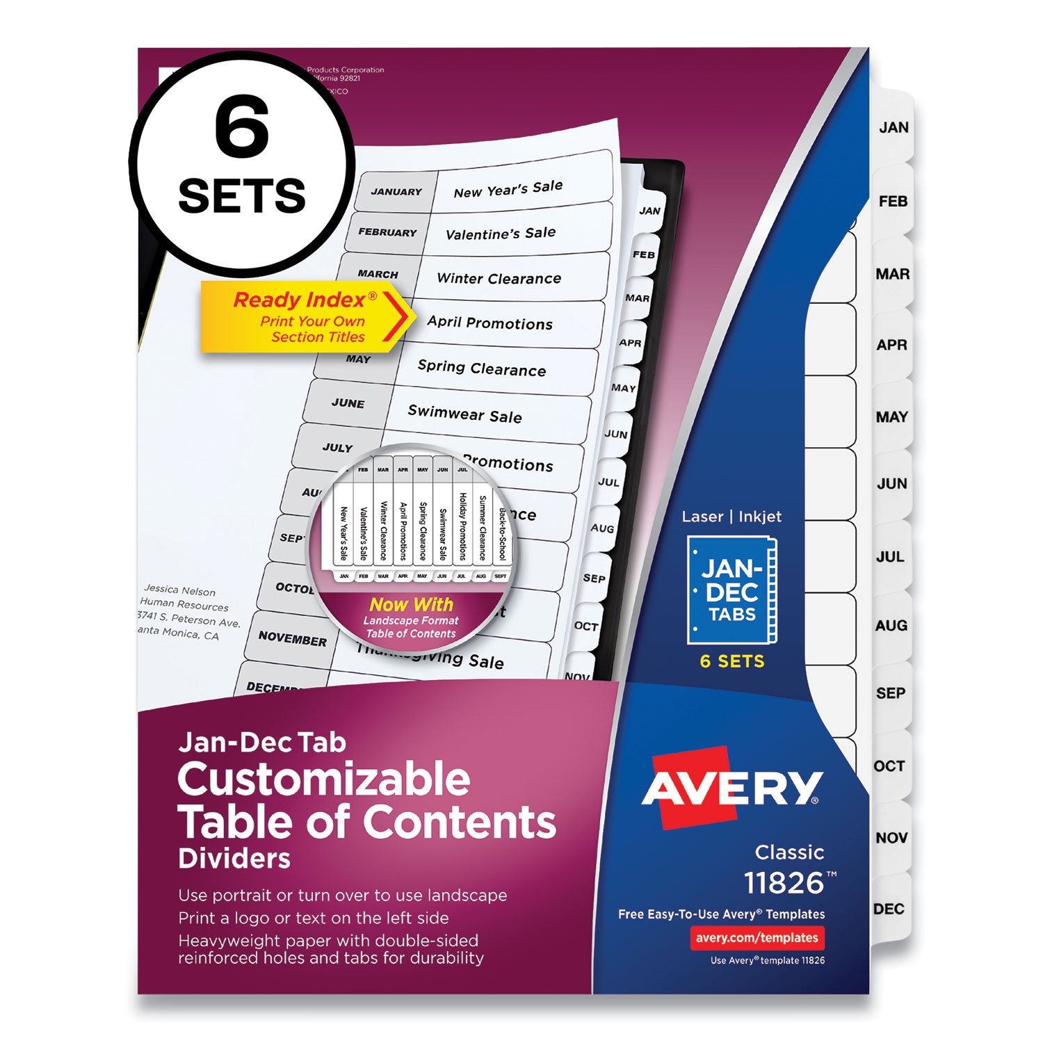 customizable-table-of-contents-ready-index-black-and-white-dividers-12-tab-jan-to-dec-11-x-85-white-6-sets_ave11826 - 1