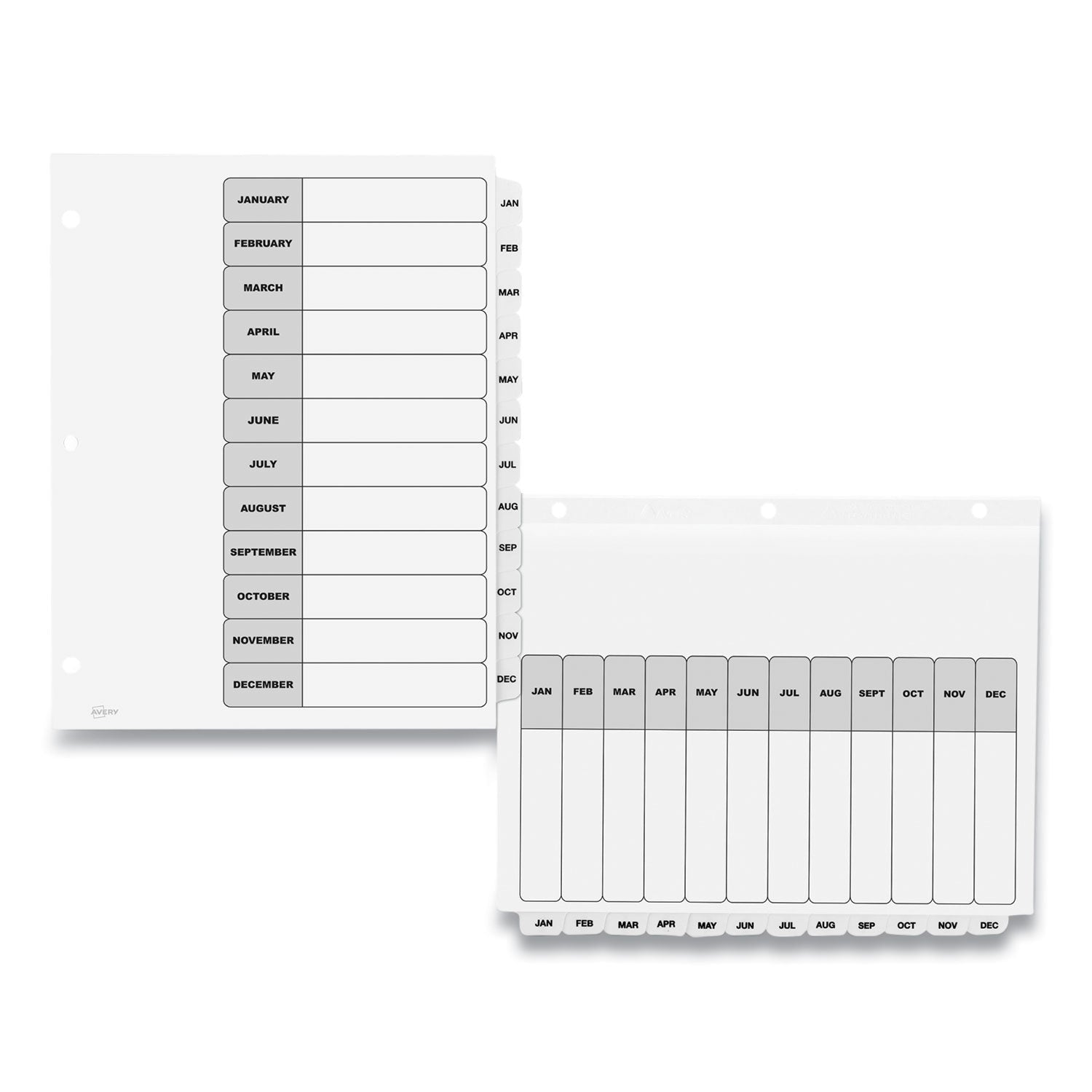 customizable-table-of-contents-ready-index-black-and-white-dividers-12-tab-jan-to-dec-11-x-85-white-6-sets_ave11826 - 2