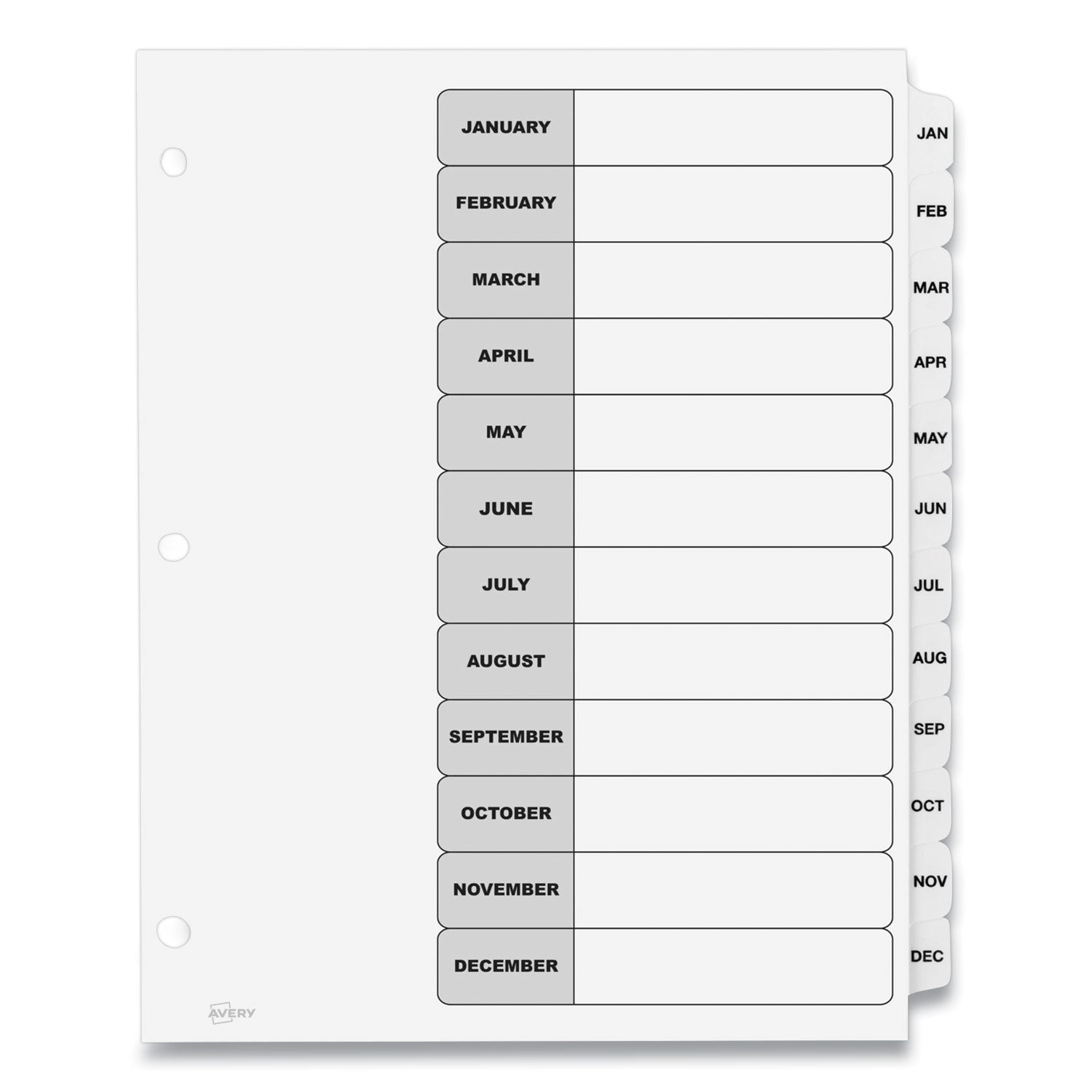 customizable-table-of-contents-ready-index-black-and-white-dividers-12-tab-jan-to-dec-11-x-85-white-6-sets_ave11826 - 3