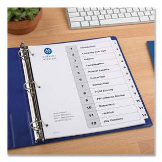 customizable-table-of-contents-ready-index-black-and-white-dividers-12-tab-1-to-12-11-x-85-white-6-sets_ave11824 - 2