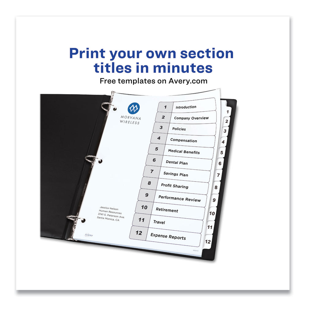 customizable-table-of-contents-ready-index-black-and-white-dividers-12-tab-1-to-12-11-x-85-white-6-sets_ave11824 - 3