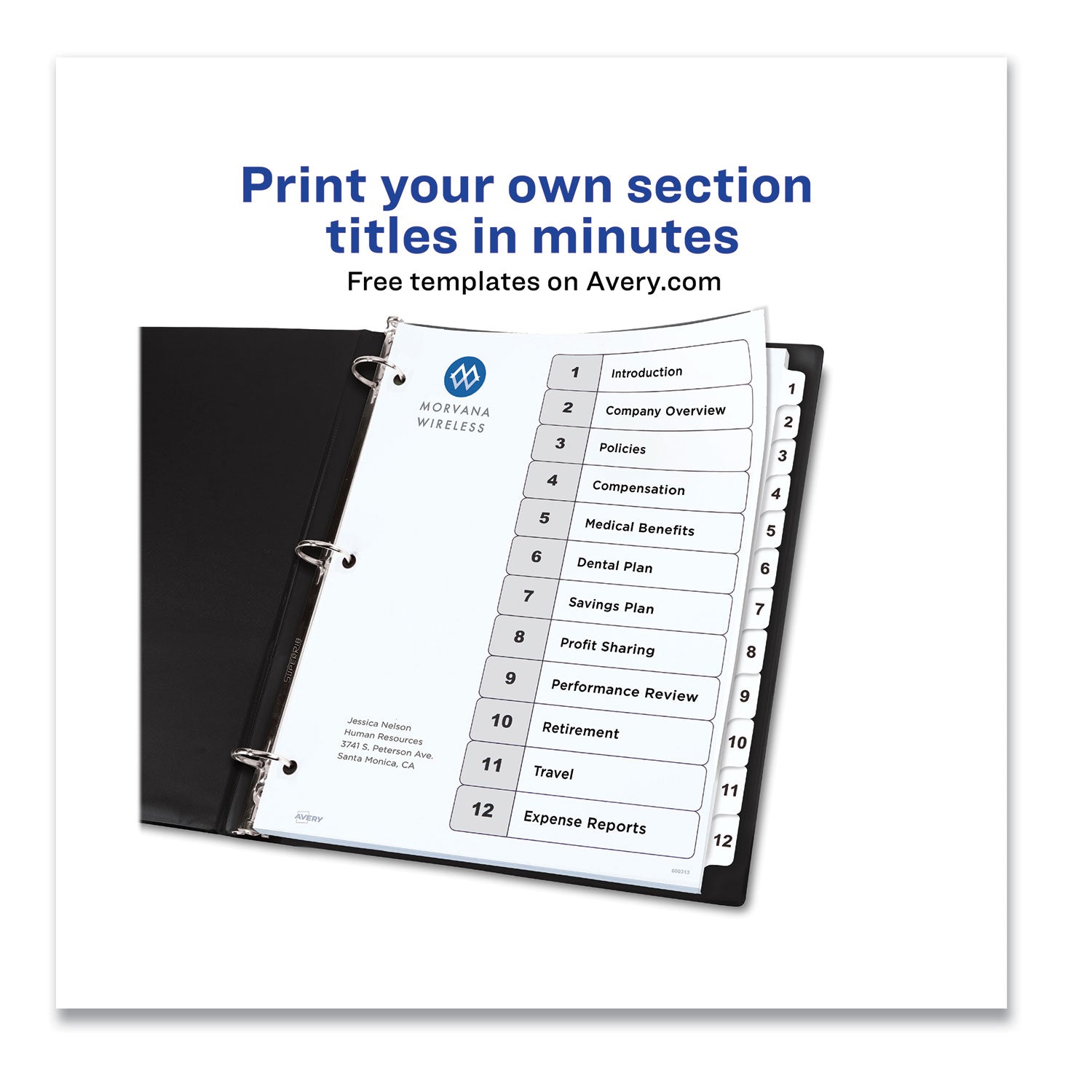 customizable-table-of-contents-ready-index-black-and-white-dividers-12-tab-1-to-12-11-x-85-white-6-sets_ave11824 - 3