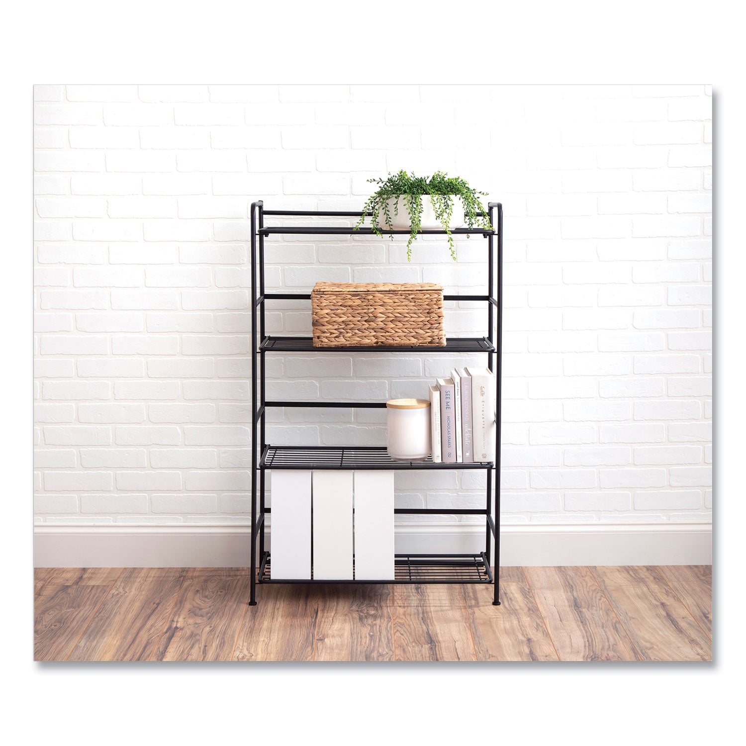 FlipShelf Four-Shelf Unit, 26.5w x 12d x 43h, Black - 2