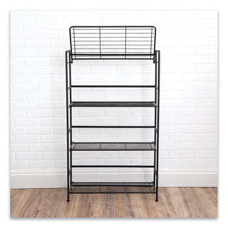 FlipShelf Four-Shelf Unit, 26.5w x 12d x 43h, Black