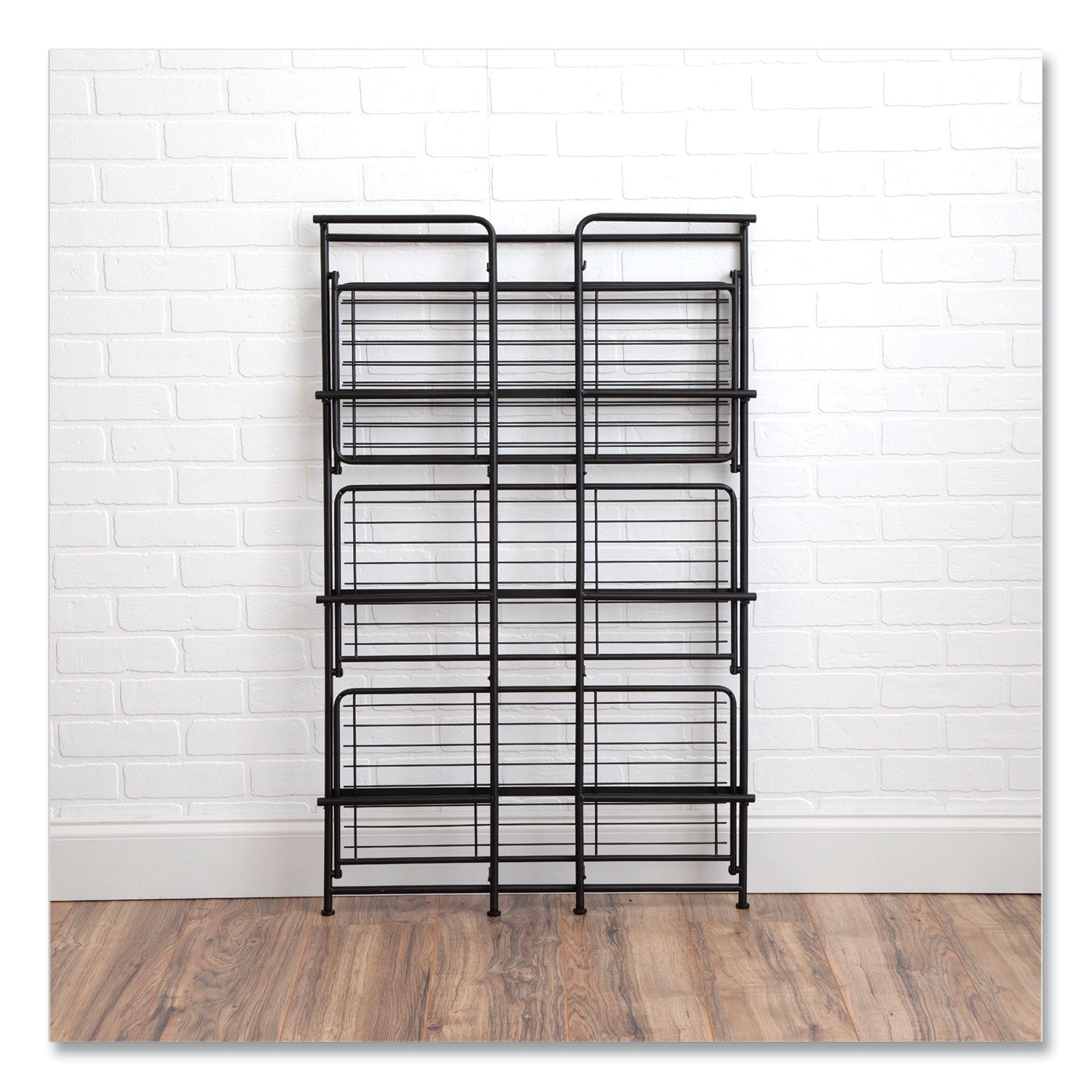 FlipShelf Four-Shelf Unit, 26.5w x 12d x 43h, Black - 5