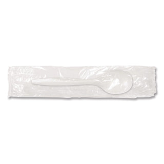 Individually Wrapped Mediumweight Cutlery, Soup Spoon, White, 1,000/Carton