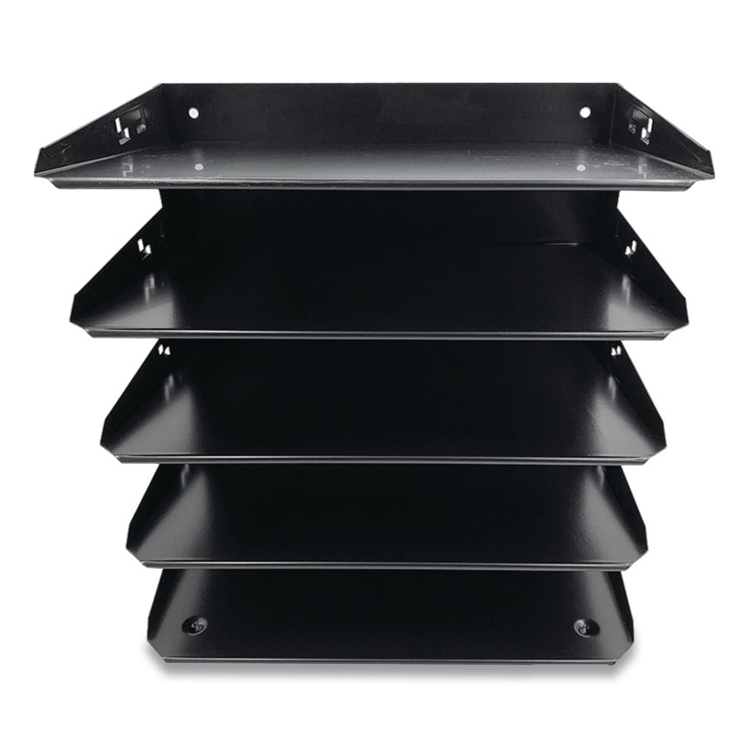 Huron Horizontal Slots Desk Organizer - 5 Compartment(s) - Horizontal - 12" Height x 8.8" Width x 12" Depth - Durable - Black - Steel - 1 Each