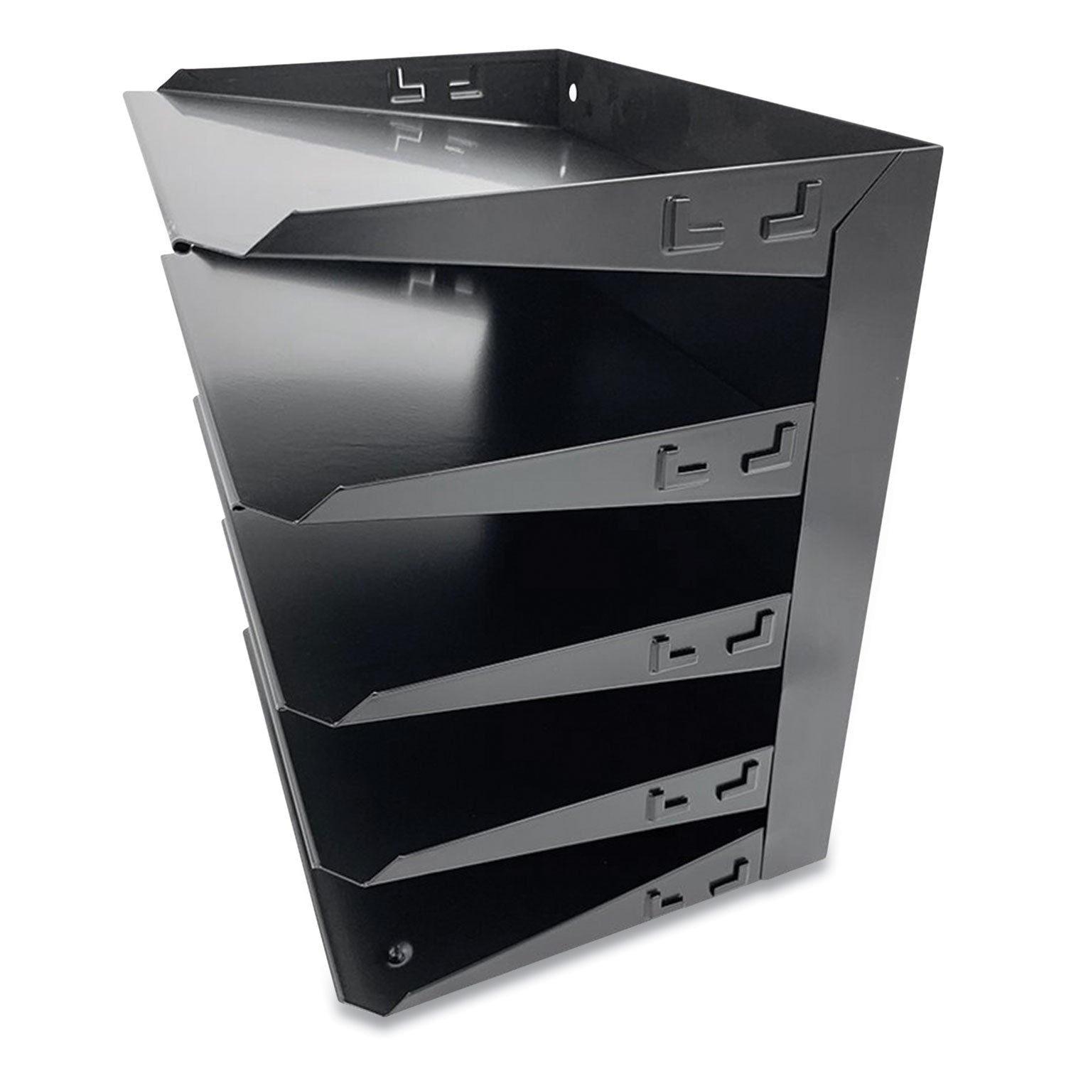 Huron Horizontal Slots Desk Organizer - 5 Compartment(s) - Horizontal - 12" Height x 8.8" Width x 12" Depth - Durable - Black - Steel - 1 Each