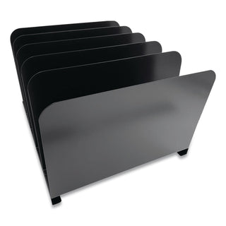 Huron Vertical Desk Organizer - 5 Compartment(s) - Vertical - 7.8" Height x 11" Width x 12.5" Depth - Durable - Black - Steel - 1 Each
