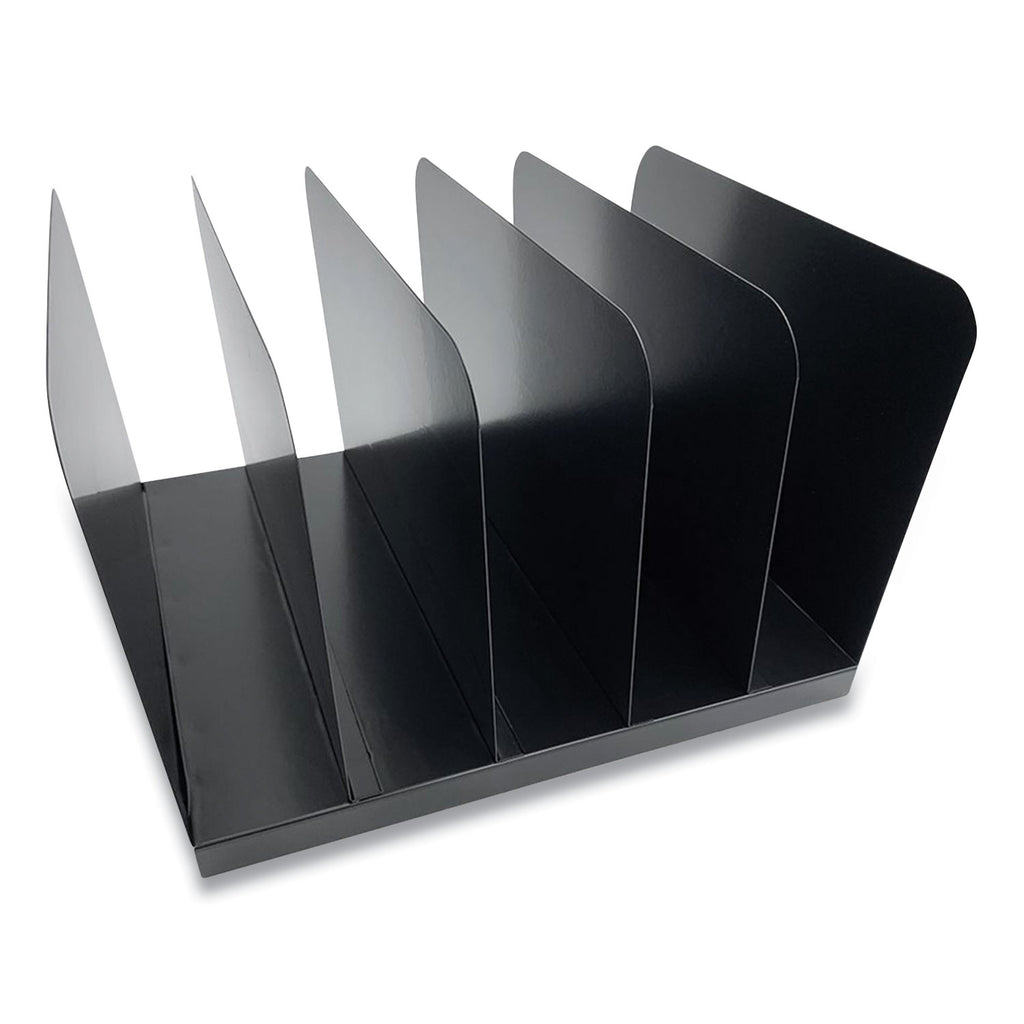 Huron Vertical Desk Organizer - 5 Compartment(s) - Vertical - 7.8" Height x 11" Width x 12.5" Depth - Durable - Black - Steel - 1 Each