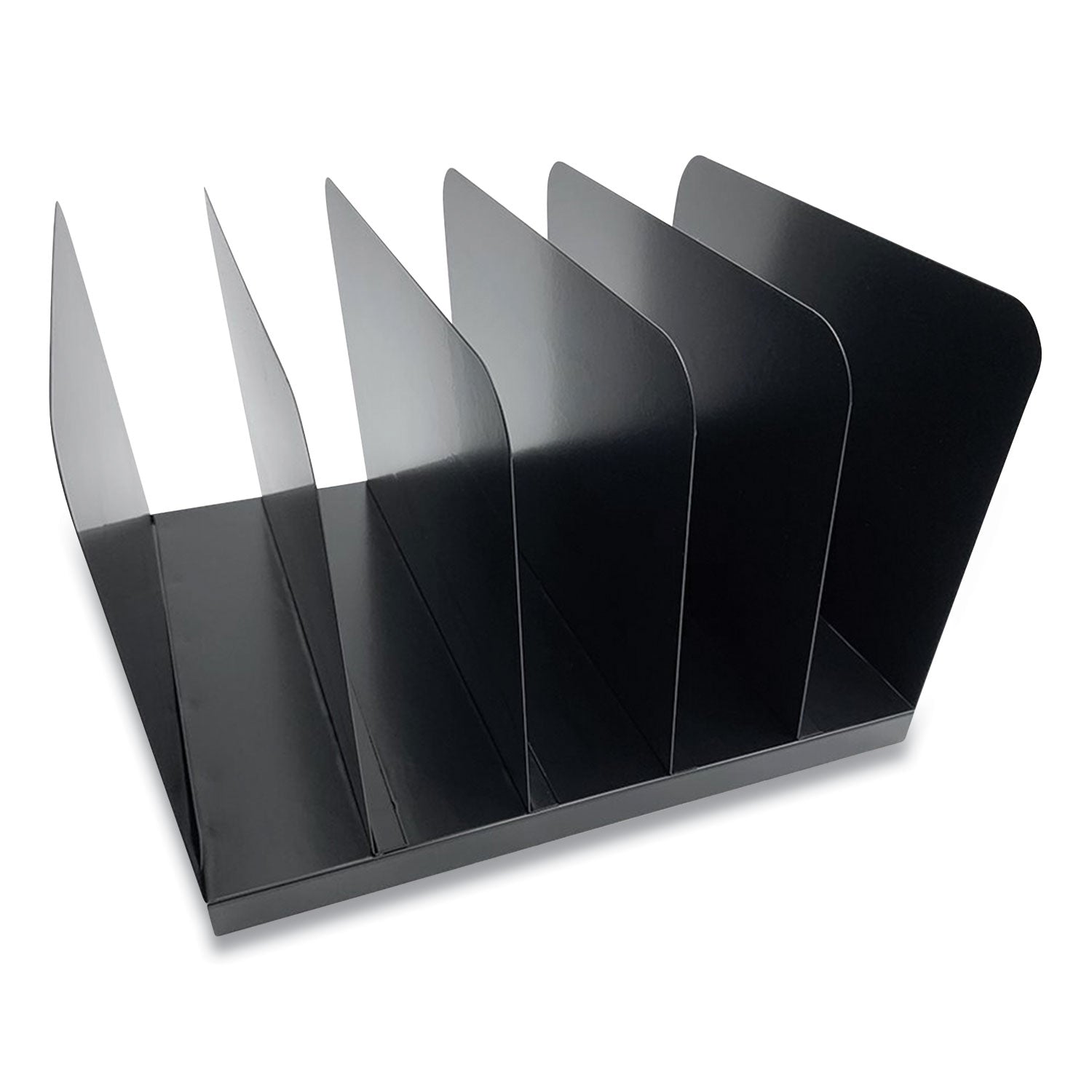 Huron Vertical Desk Organizer - 5 Compartment(s) - Vertical - 7.8" Height x 11" Width x 12.5" Depth - Durable - Black - Steel - 1 Each