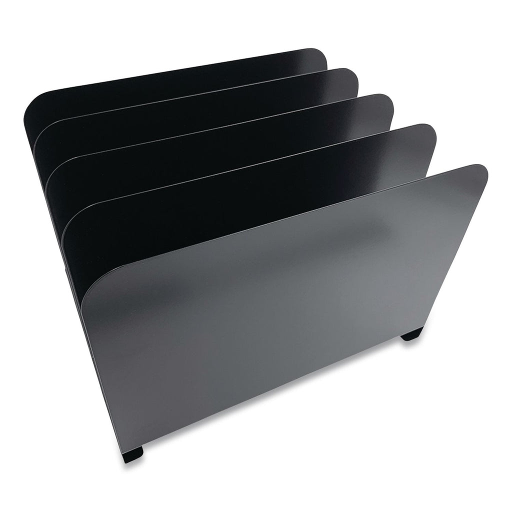 Huron Vertical Desk Organizer - 4 Compartment(s) - Vertical - 7.8" Height x 11" Width x 11" Depth - Durable - Black - Steel - 1 Each