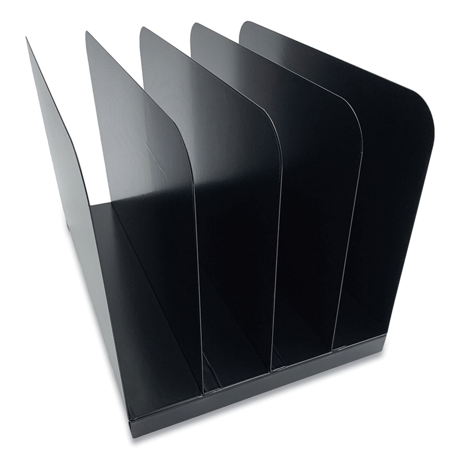 Huron Vertical Desk Organizer - 4 Compartment(s) - Vertical - 7.8" Height x 11" Width x 11" Depth - Durable - Black - Steel - 1 Each
