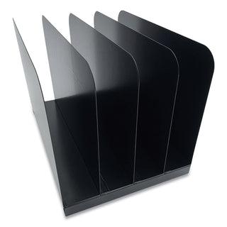 Huron Vertical Desk Organizer - 4 Compartment(s) - Vertical - 7.8" Height x 11" Width x 11" Depth - Durable - Black - Steel - 1 Each