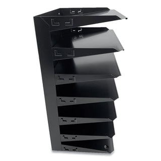Huron Horizontal Slots Desk Organizer - 7 Compartment(s) - Horizontal - 18" Height x 8.8" Width x 12" Depth - Durable - Black - Steel - 1 Each