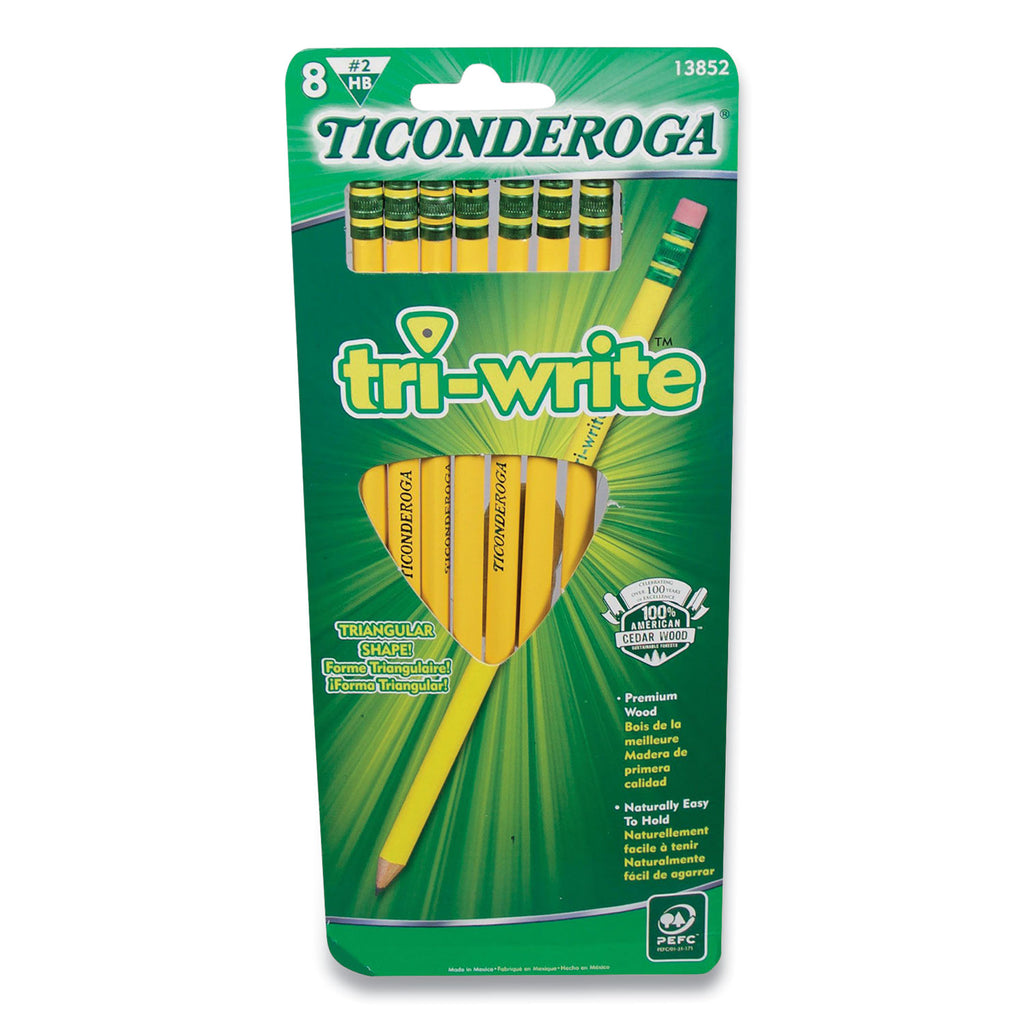 tri-write-triangular-pencil-hb-#2-black-lead-yellow-barrel-8-pack_dix13852 - 1