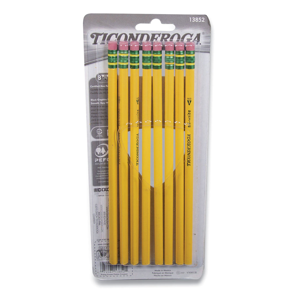 tri-write-triangular-pencil-hb-#2-black-lead-yellow-barrel-8-pack_dix13852 - 2