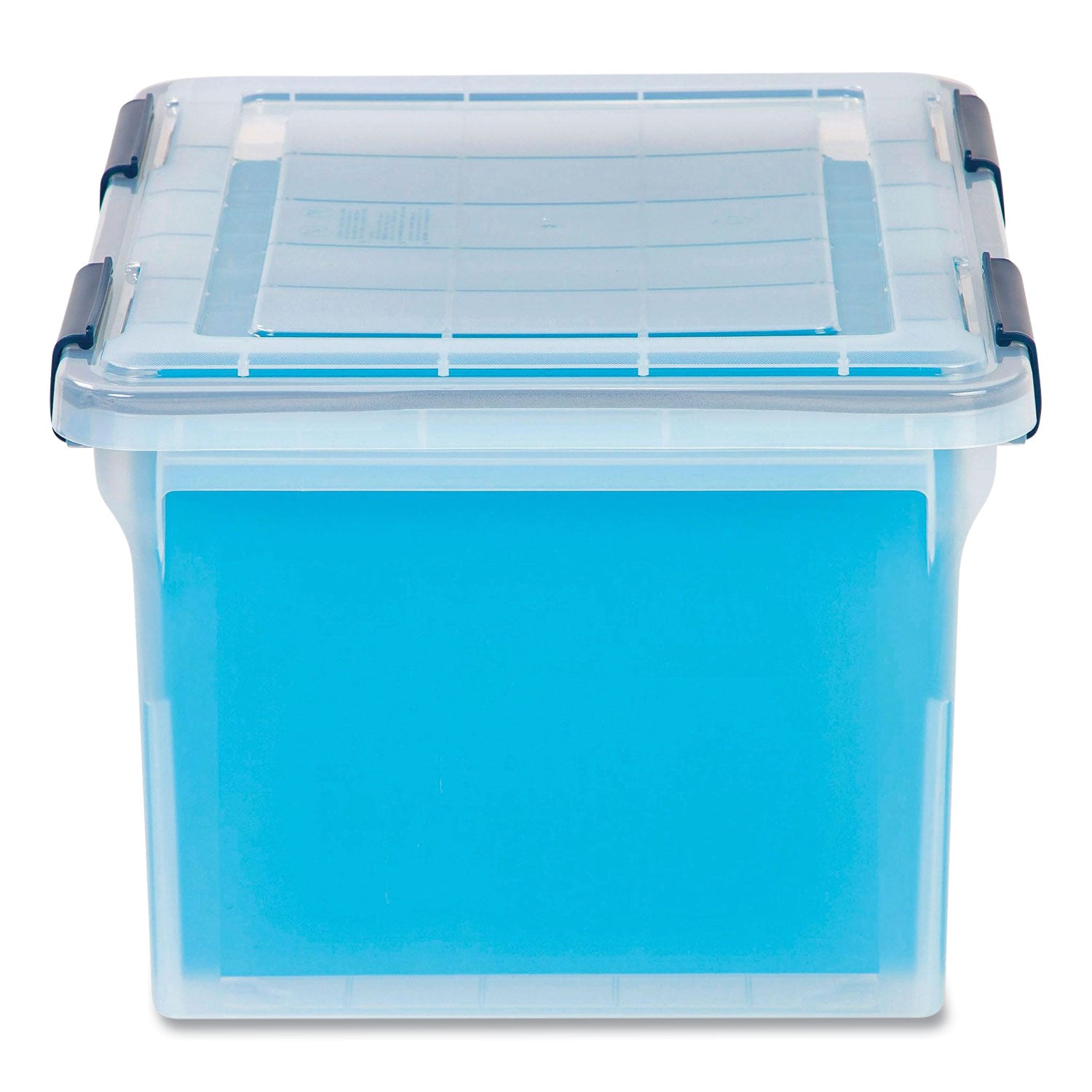WEATHERTIGHT File Box, Letter/Legal Files, 15.5 x 17.9 x 10.8, Clear/Blue Accents