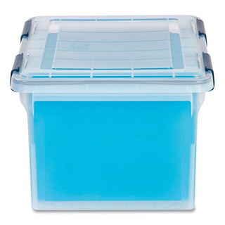 WEATHERTIGHT File Box, Letter/Legal Files, 15.5 x 17.9 x 10.8, Clear/Blue Accents