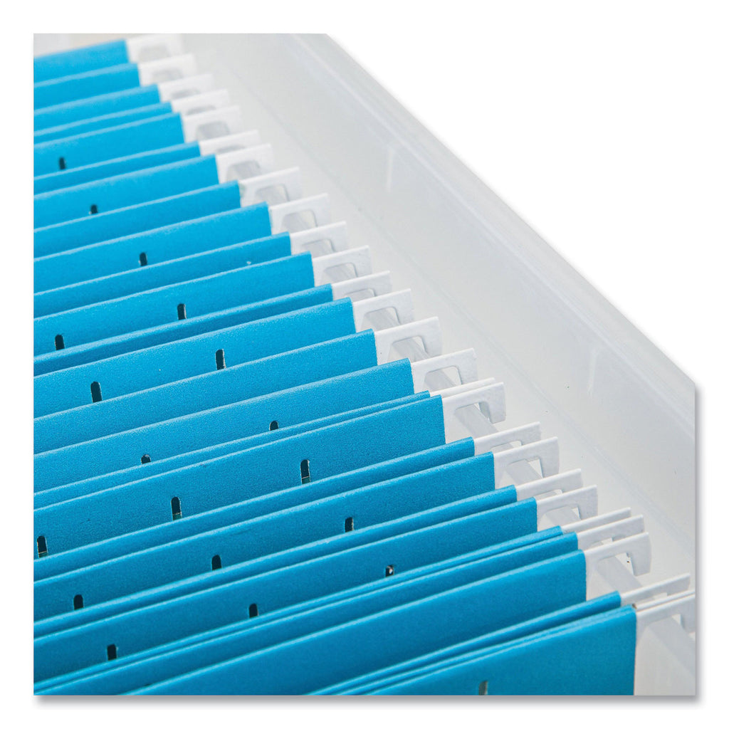 WEATHERTIGHT File Box, Letter/Legal Files, 15.5 x 17.9 x 10.8, Clear/Blue Accents