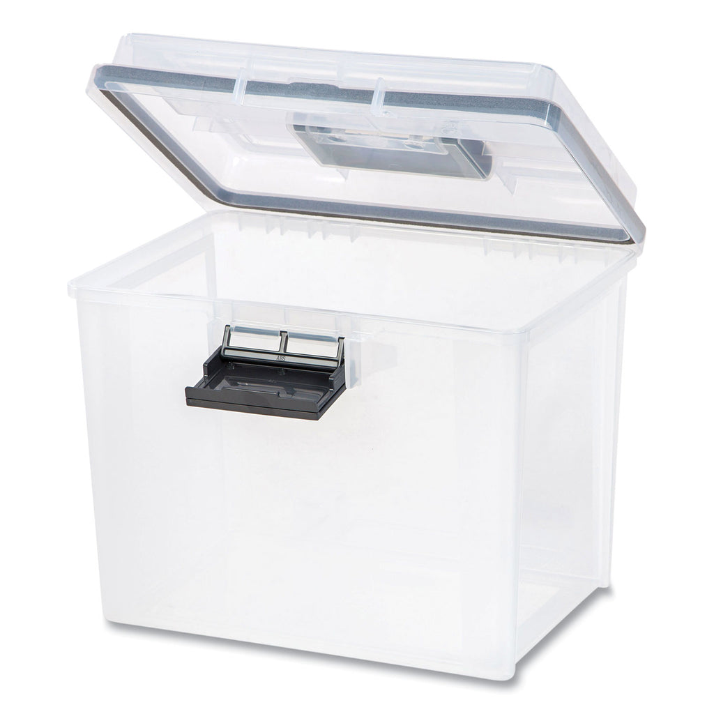 WEATHERTIGHT Portable File Box, Letter Files, 13.7 x 10.4 x 11.8, Clear/Gray Accents
