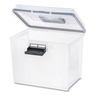 WEATHERTIGHT Portable File Box, Letter Files, 13.7 x 10.4 x 11.8, Clear/Gray Accents