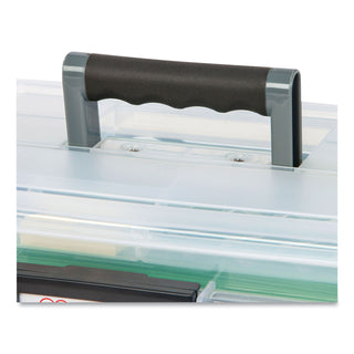 WEATHERTIGHT Portable File Box, Letter Files, 13.7 x 10.4 x 11.8, Clear/Gray Accents