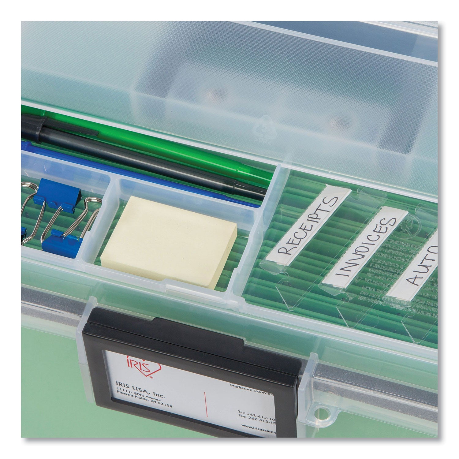 WEATHERTIGHT Portable File Box, Letter Files, 13.7 x 10.4 x 11.8, Clear/Gray Accents