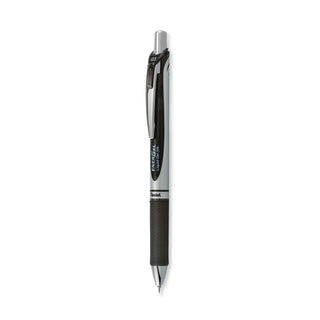 EnerGel RTX Gel Pen, Retractable, Extra-Fine 0.3 mm, Black Ink, Black/Silver Barrel, Dozen