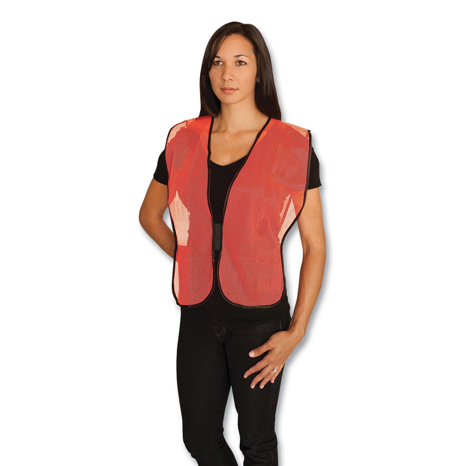 Hook and Loop Safety Vest, One Size Fits Most, Hi-Viz Orange
