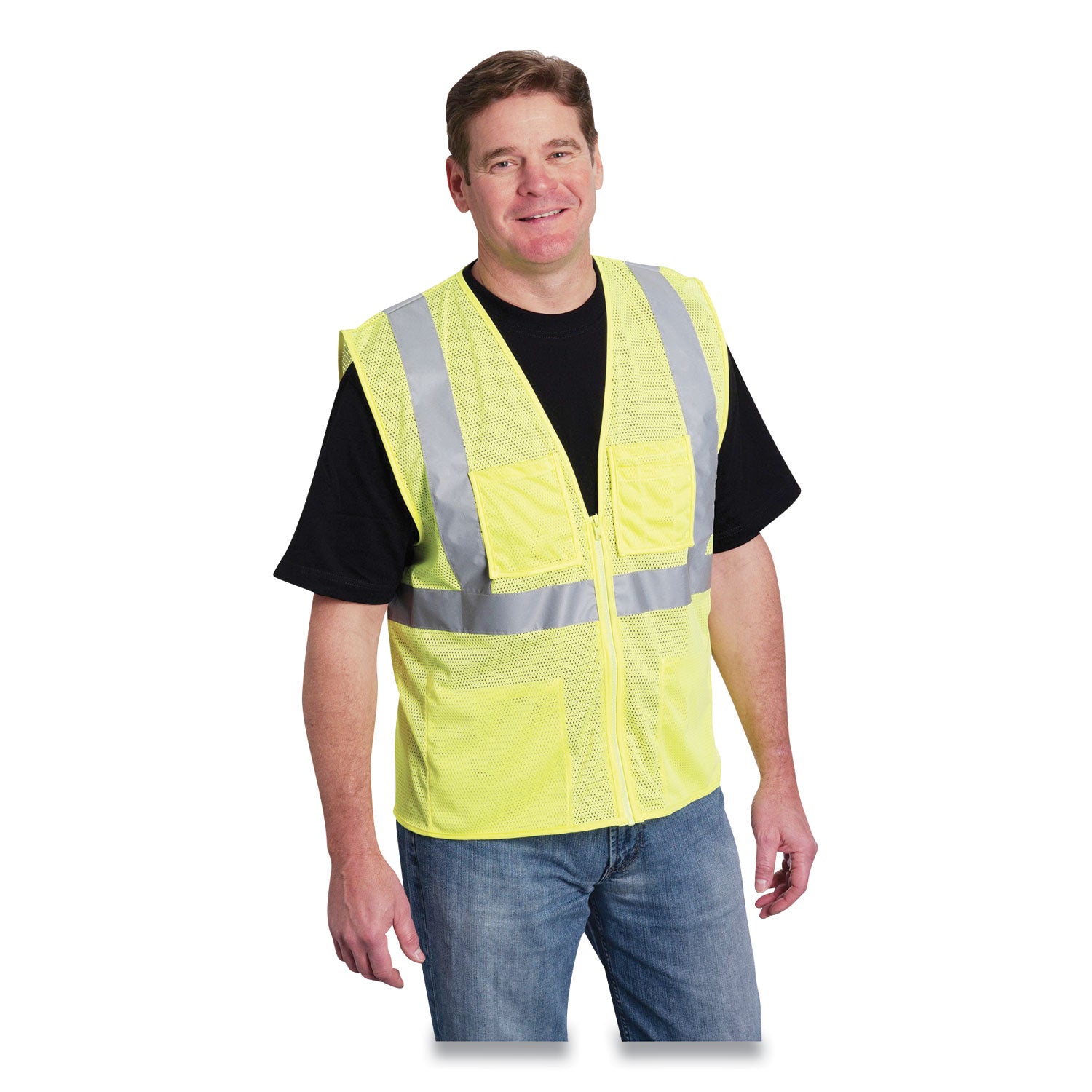 ansi-class-2-four-pocket-zipper-safety-vest-polyester-mesh-x-large-hi-viz-lime-yellow_pidmvgz4plyxl - 1