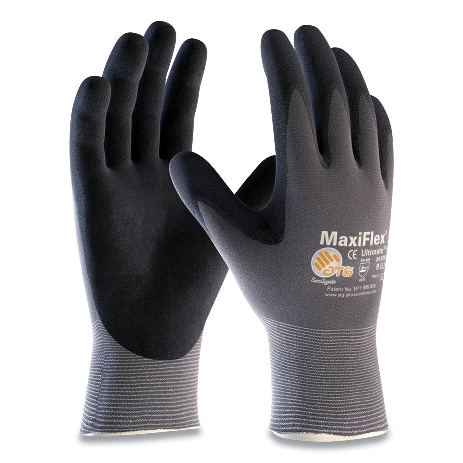 ultimate-seamless-knit-nylon-gloves-nitrile-coated-microfoam-grip-on-palm-and-fingers-medium-gray-12-pairs_pid34874m - 1