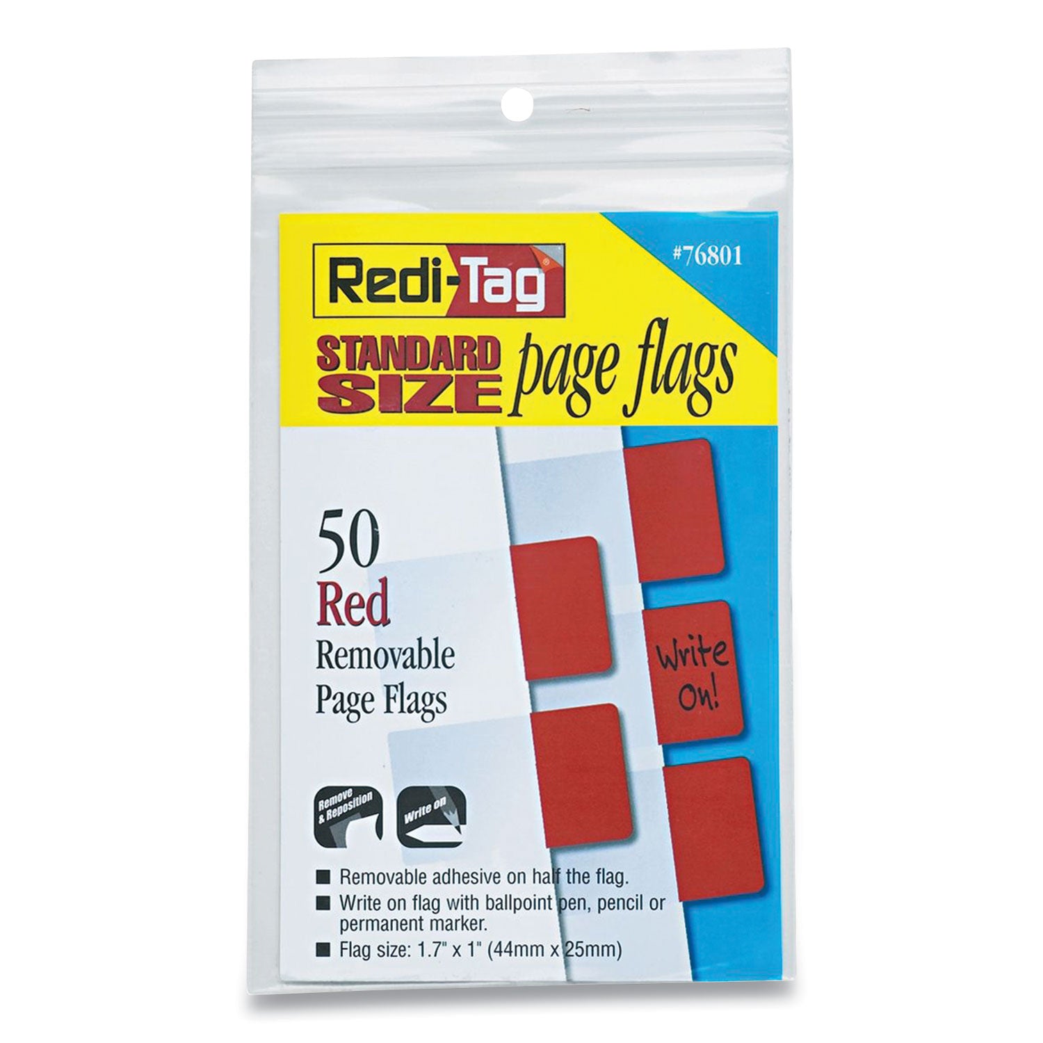 Easy-To-Read Self-Stick Index Tabs, 0.43" Wide, Red, 50/Pack - 