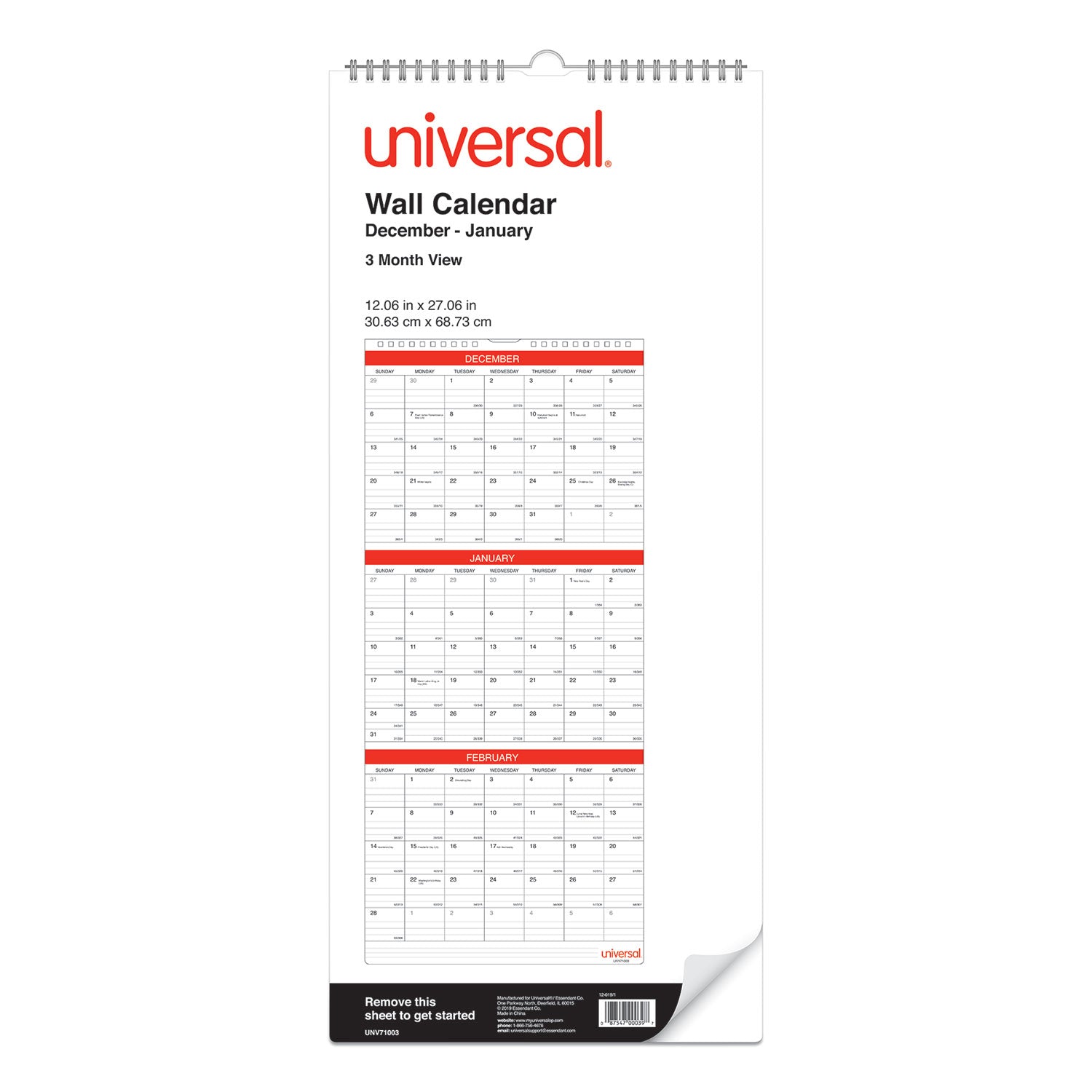 three-month-wall-calendar-12-x-27-white-black-red-sheets-14-month-dec-2023-to-jan-2025_unv71003 - 4