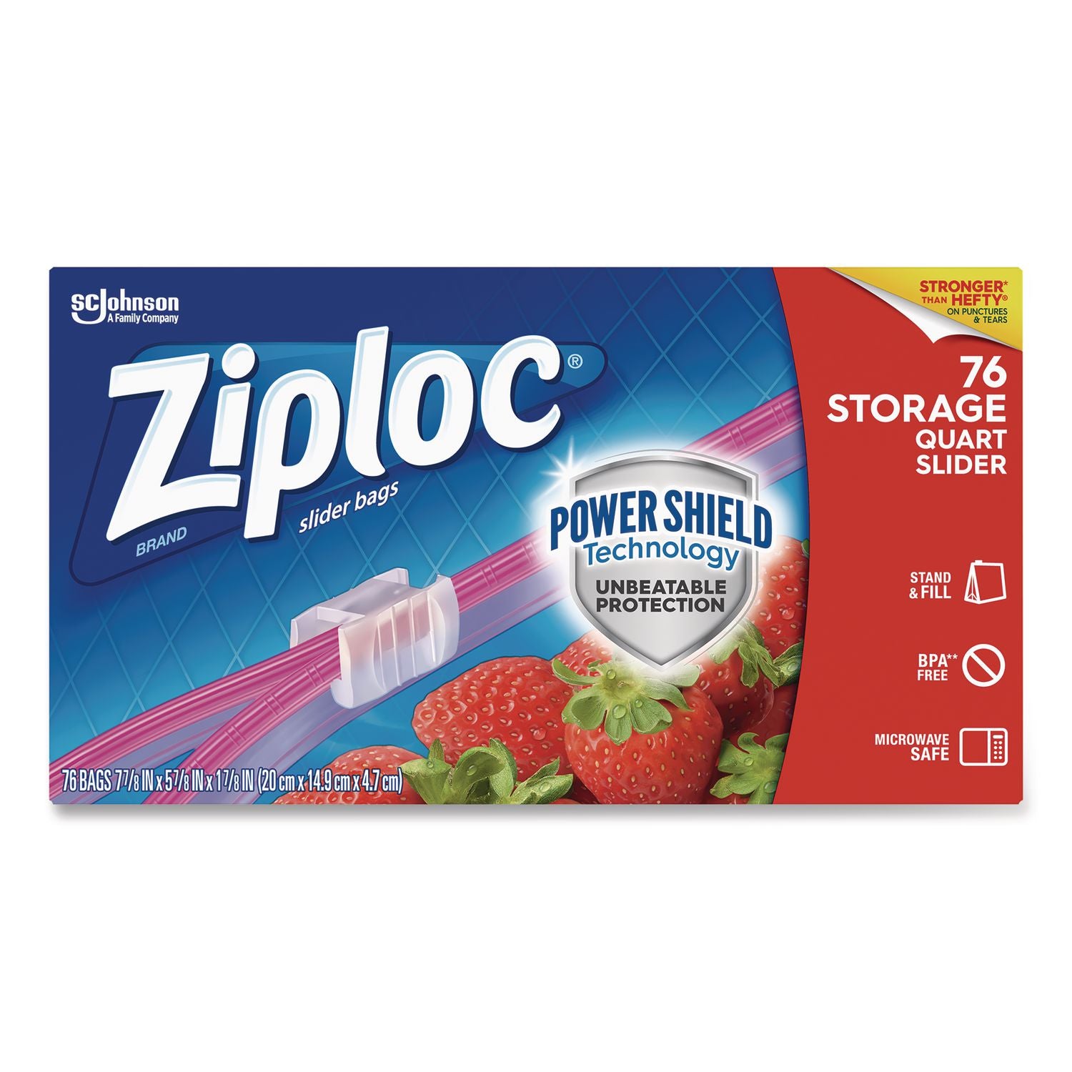 Slider Storage Bags, 1 qt, 5.88" x 7.88", Clear, 76 Bags/Box, 9 Boxes/Carton