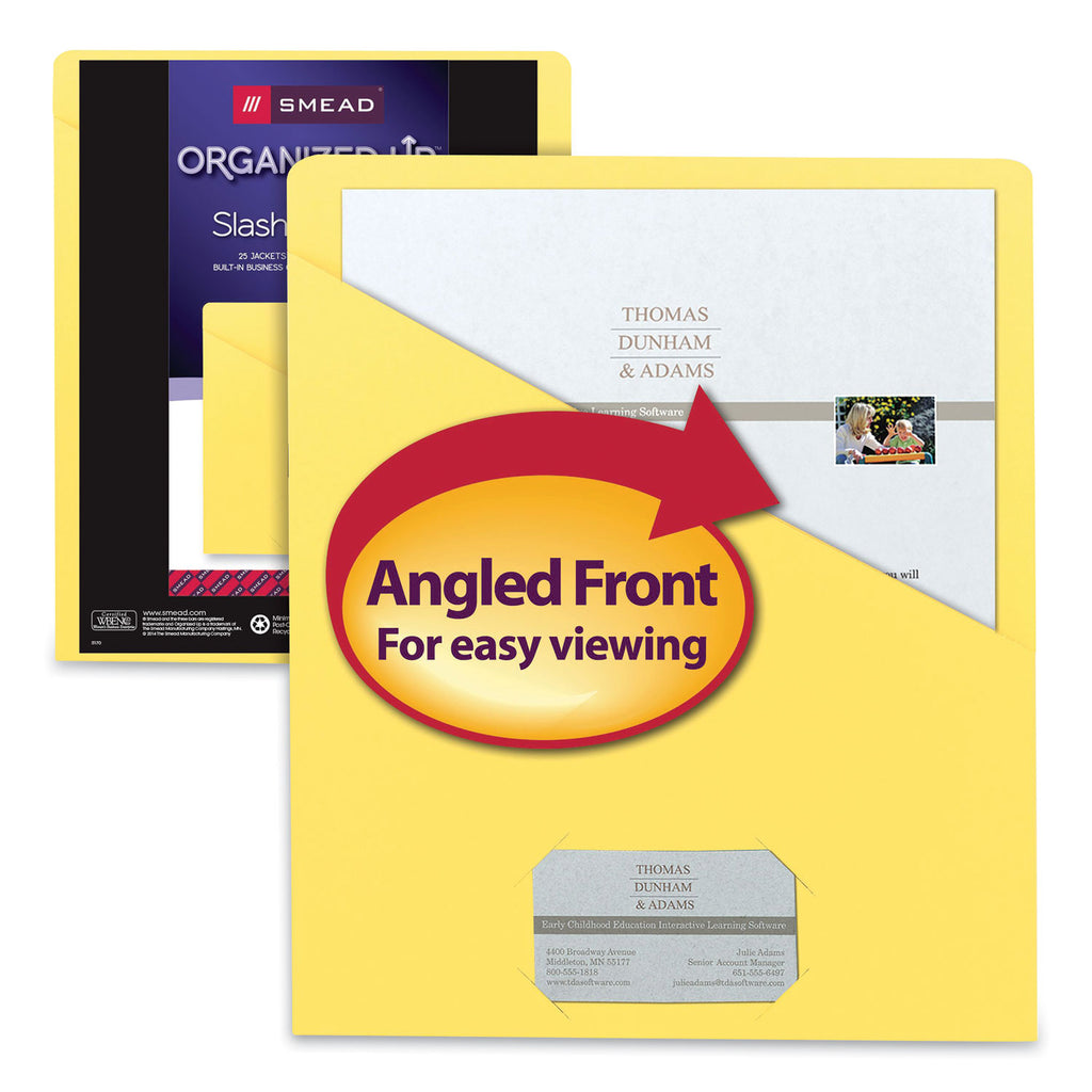 File Jackets, Letter Size, Yellow, 25/Pack - 