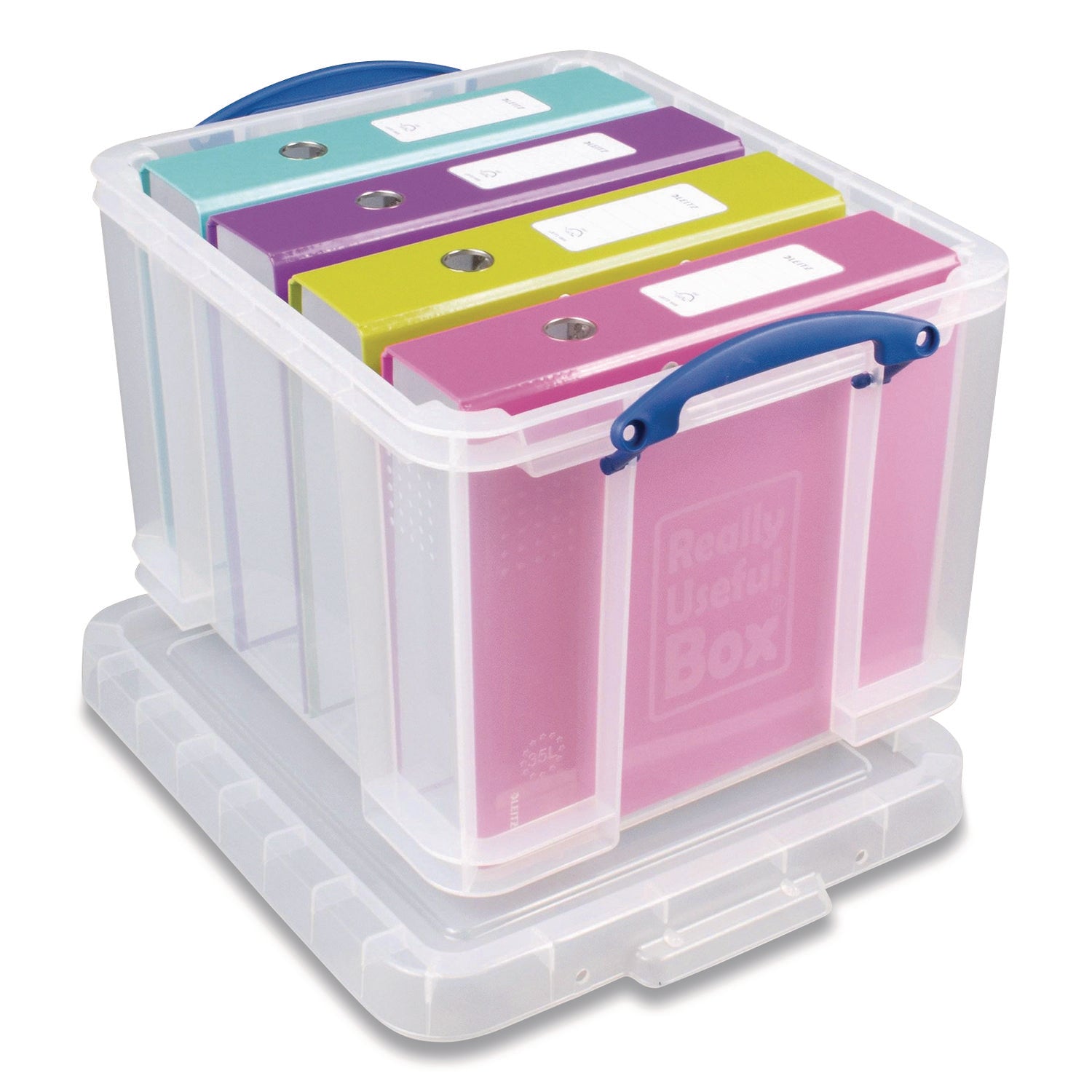 Snap-Lid Storage Bin, 8.45 gal, 14" x 18" x 12.25", Clear/Blue, 3/Pack