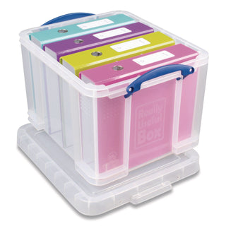 Snap-Lid Storage Bin, 8.45 gal, 14" x 18" x 12.25", Clear/Blue, 3/Pack