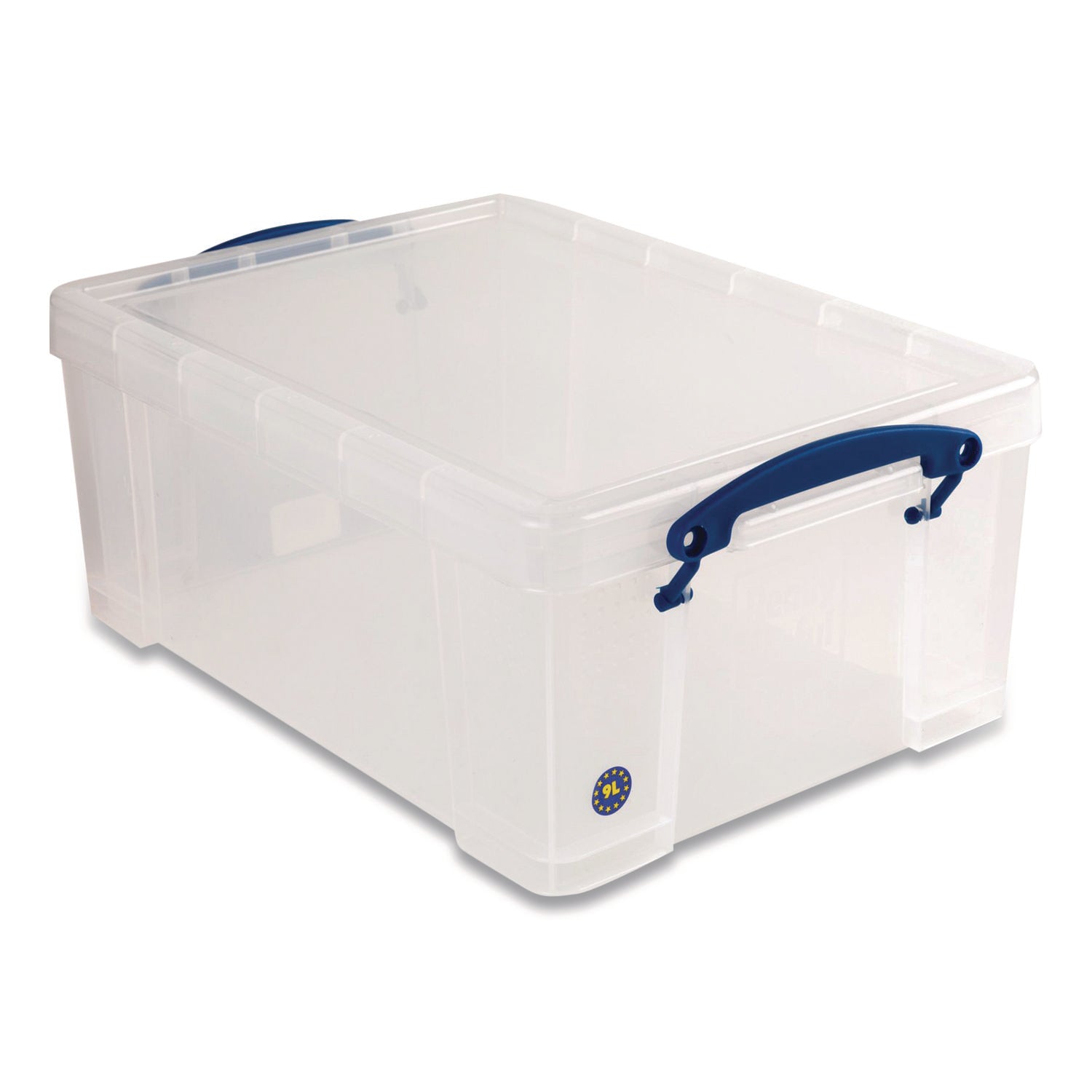 Snap-Lid Storage Bin, 2.37 gal, 10.25" x 14.5" x 6.25", Clear/Blue, 4/Pack
