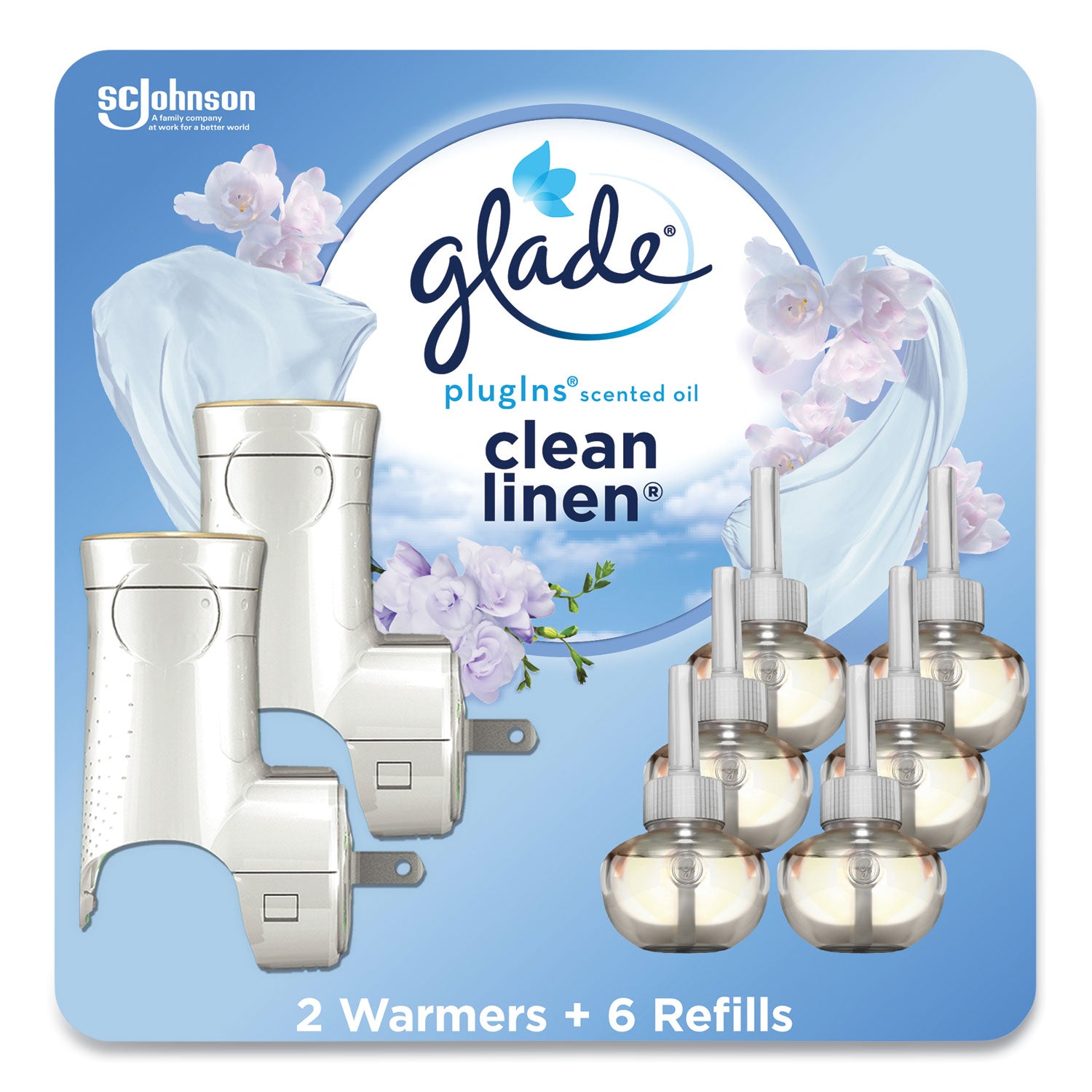 plugin-scented-oil-clean-linen-067-oz-2-warmers-and-6-refills-pack_sjn319963 - 2