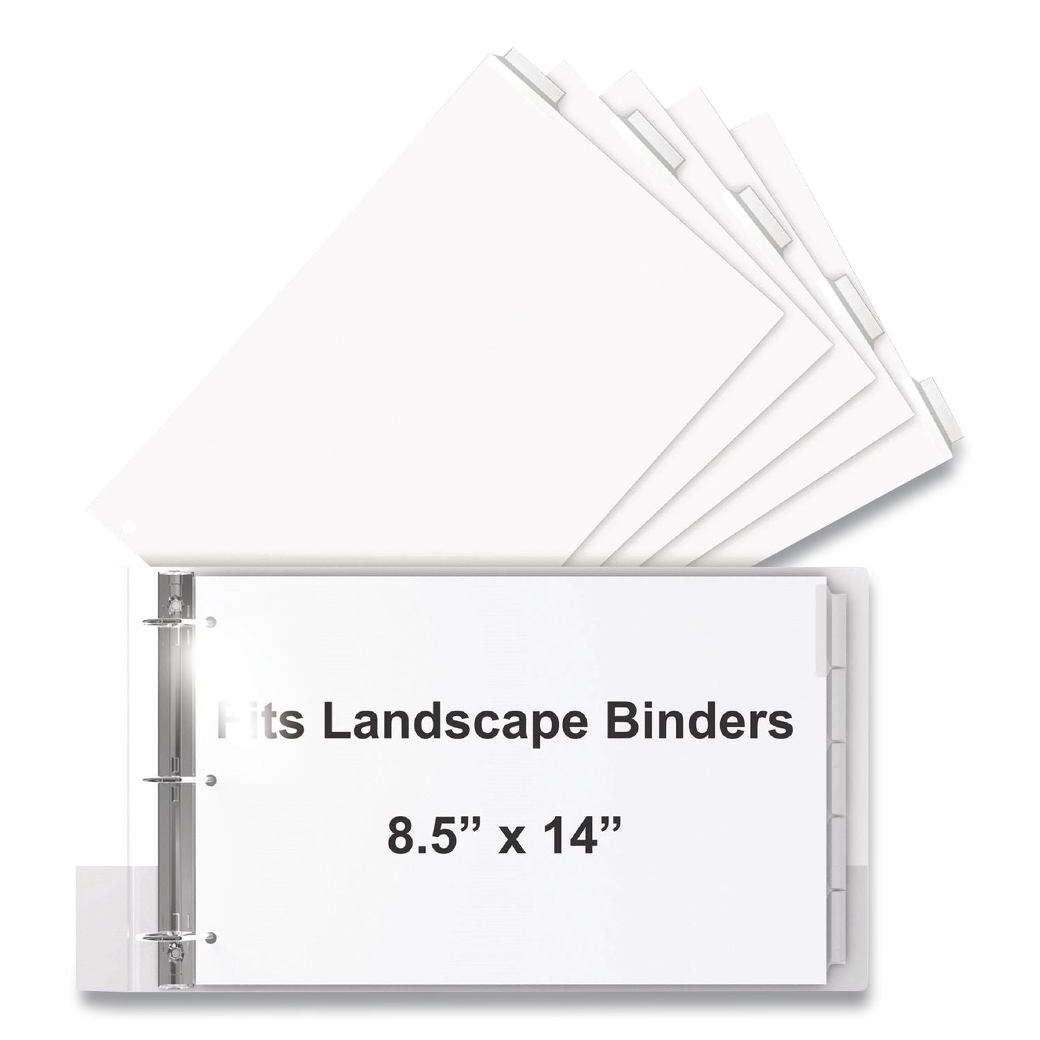 EasyFit 5-Tab Legal Size Index Dividers - 5 x Divider(s) - 5 Tab(s) - 5 Tab(s)/Set - 8.5" Divider Width x 14" Divider Length - Legal - 3 Hole Punched - White Divider - Clear Plastic Tab(s) - Recycled - Hole Reinforcement, Punched - 5 / Set
