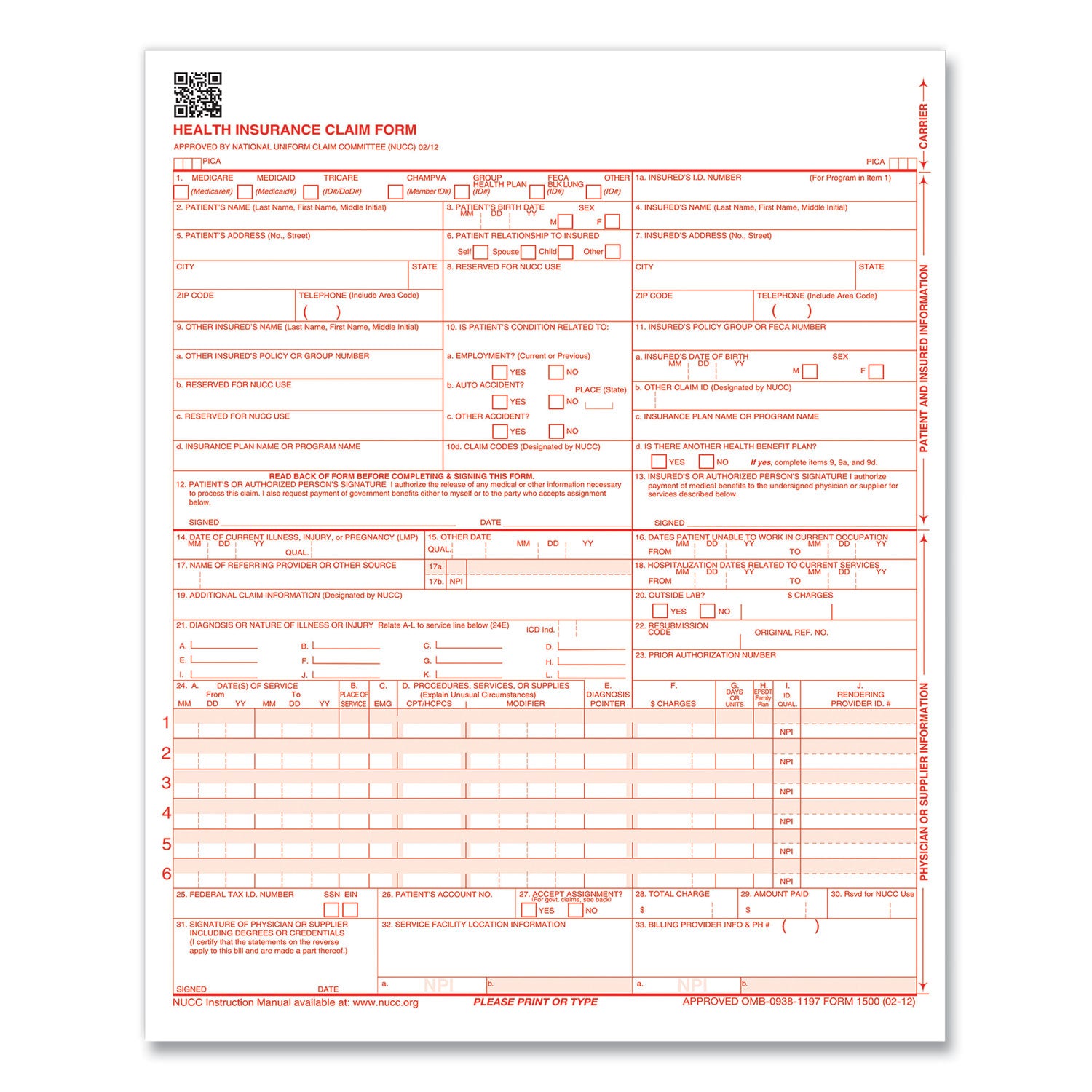 cms-1500-health-insurance-claim-form-one-part-no-copies-85-x-11-1000-forms-total_tfpcms12lc1 - 1